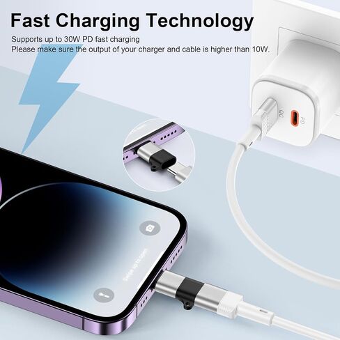 2 Pack USB C to Lightning Adapter for iPhone 14 13 12 11 X XR XS Max SE 8 7 6 AirPods, [Apple MFi Certified] Lightning to USB Type C Adapter Cable Adaptor PD Fast Charging +Data Sync,NOT for Audio/OTG in Kuwait