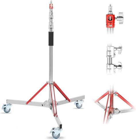 Heavy Duty Light Stand with Caster, 10.5ft Stainless Steel Tripod Stand in Kuwait