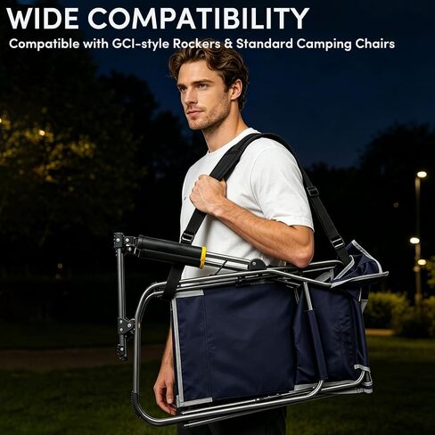 Rocker Chair Carrying Strap Compatible with GCI Chairs, Adjustable Folding Beach Chair Shoulder Strap, Heavy Duty Camping Chair Accessory for Outdoor Backpacking & Picnics(Black) in Kuwait