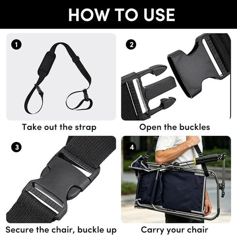 Rocker Chair Carrying Strap Compatible with GCI Chairs, Adjustable Folding Beach Chair Shoulder Strap, Heavy Duty Camping Chair Accessory for Outdoor Backpacking & Picnics(Black) in Kuwait