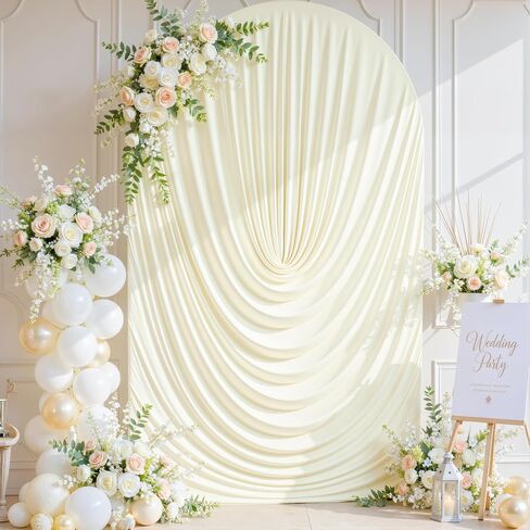 Black Draped Arch Covers 7.2ft Wedding Arch Backdrop Cover Black Arch Covers Stretchy Backdrop Balloon Arch Backdrop for Birthday Graduation Baby Shower Photography Bridal Shower Party Decorations in Saudi Arabia