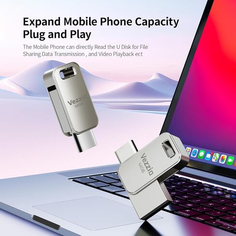 Vezzio 64GB USB C Flash Drive, USB 3.2 Gen1 up to 110MB/S,Dual Port in Kuwait