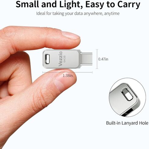Vezzio 64GB USB C Flash Drive, USB 3.2 Gen1 up to 110MB/S,Dual Port in Kuwait