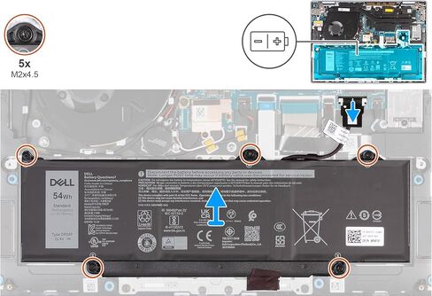 DELL R73TC 11.4V 54Wh 3-Cell Laptop Battery For DELL Latitude 3340,3440,3450(2024 year),3540,3550(2024 year),5340,5440,5450,5540,5550,7455,Precision 3480,3490,3580,3590,inspiron 14 Plus 7441 Laptops in Kuwait