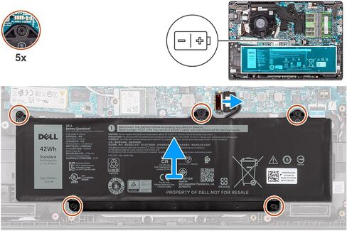 DELL R73TC 11.4V 54Wh 3-Cell Laptop Battery For DELL Latitude 3340,3440,3450(2024 year),3540,3550(2024 year),5340,5440,5450,5540,5550,7455,Precision 3480,3490,3580,3590,inspiron 14 Plus 7441 Laptops in Kuwait