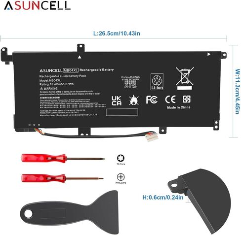 ASUNCELL MB04XL Battery for HP Envy X360 M6-AQ105DX M6-AQ103DX M6-AQ005DX M6-AQ003DX M6-AR004DX 15-AQ273CL 15-AQ100NX 15-AQ267CL 15-AQ015NR 15-AQ173CL 15T-AQ100 15T-AQ200 844204-850 843538-541,55.67Wh in Kuwait