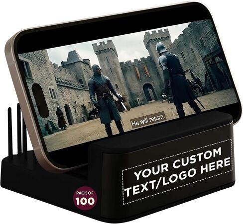 DISCOUNT PROMOS Custom Light Up Logo Phone Stands Set of 10, Personalized Bulk Pack - Essential Smartphone Accessory, Perfect for Office and Home - Black in Kuwait