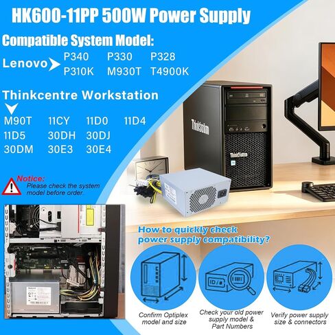 Upgraded HK600-11PP 500W Power Supply Compatible with Lenovo P330 P340 P350 P328 P310 K M930T T4900K PCK010 FSK010 5P50V03181 5P50V03218 SP50H29598 HK600-11PP FSP600-60AGPAA Switching 500W PSU in Saudi Arabia