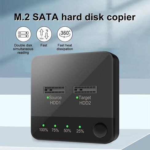 1 Set M.2 SATA Duplicator Notebook Hard Dive Box with Clone for M2 HDD SSD Reader, Black & Gray, 500389728 in Kuwait