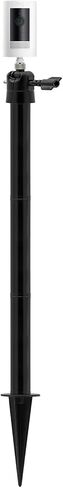 Adjustable Ground Stake Mount for Security Cameras & Solar Panels (16-48"), Heavy Duty Lawn Pole Stand Compatible with Ring, Nest, Eufy, 360° Swivel Base (Black) (Black) (16-48") in Kuwait