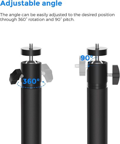 Adjustable Ground Stake Mount for Security Cameras & Solar Panels (16-48"), Heavy Duty Lawn Pole Stand Compatible with Ring, Nest, Eufy, 360° Swivel Base (Black) (Black) (16-48") in Kuwait