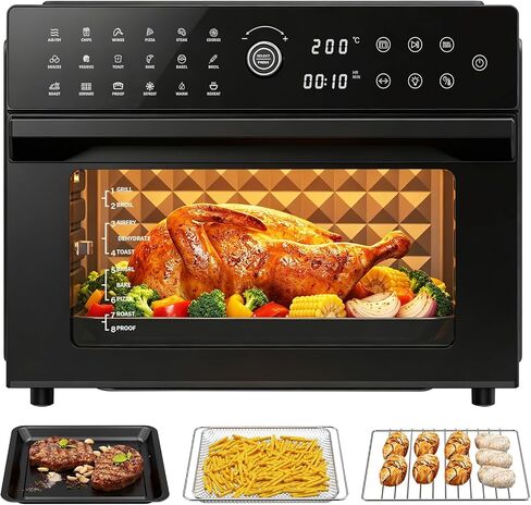 Air Fryer Toaster Oven Combo, 18-in-1 Countertop Convection, 32QT Extra Large Air Fryer with 360° Rotisserie & 4-Layer Cooking, Full Accessories in Kuwait