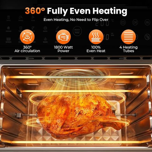 Air Fryer Toaster Oven Combo, 18-in-1 Countertop Convection, 32QT Extra Large Air Fryer with 360° Rotisserie & 4-Layer Cooking, Full Accessories in Kuwait
