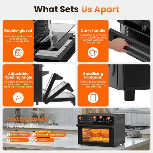 Air Fryer Toaster Oven Combo, 18-in-1 Countertop Convection, 32QT Extra Large Air Fryer with 360° Rotisserie & 4-Layer Cooking, Full Accessories in Kuwait