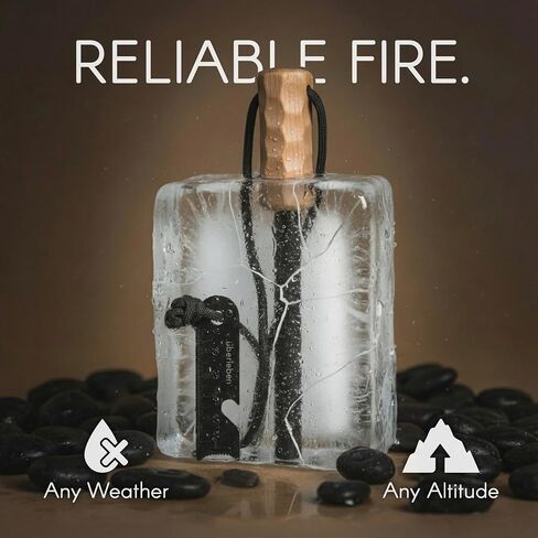 Überleben Kräftig Grip Ferro Rod Fire Starter for Survival w/Multi-Tool Fire Striker - 1/2" Thick Fire Steel, 20,000 Strikes - Waterproof Flint and Steel Camping Fire Starter w/Wood Handle, Lanyard in Kuwait