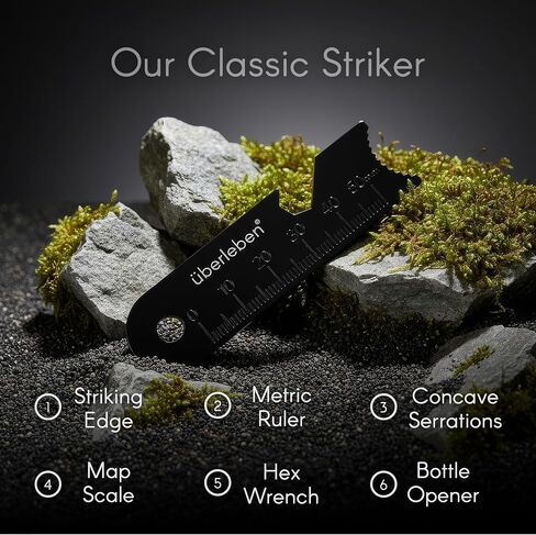 Überleben Kräftig Grip Ferro Rod Fire Starter for Survival w/Multi-Tool Fire Striker - 1/2" Thick Fire Steel, 20,000 Strikes - Waterproof Flint and Steel Camping Fire Starter w/Wood Handle, Lanyard in Kuwait
