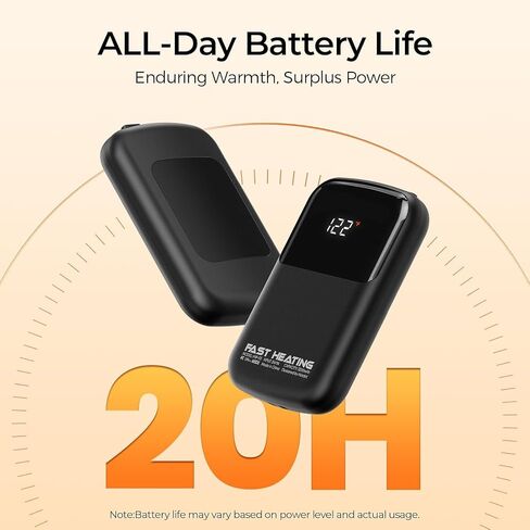 Hotdot AI Hand Warmers Rechargeable with Gift Box, 2 Pack Portable Electric Hand Warmer with LED Display Battery and Temperature, Fast Heating, for Men, Women, Hunting Camping Black in Kuwait