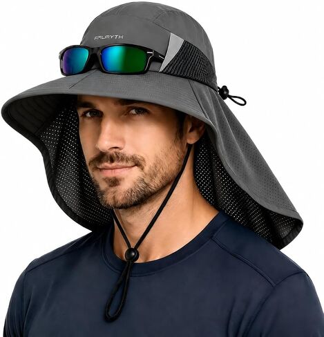 Palmyth Fishing Hat Wide Brim Sun Hat with Neck Flap & Sunglasses Storage in Kuwait