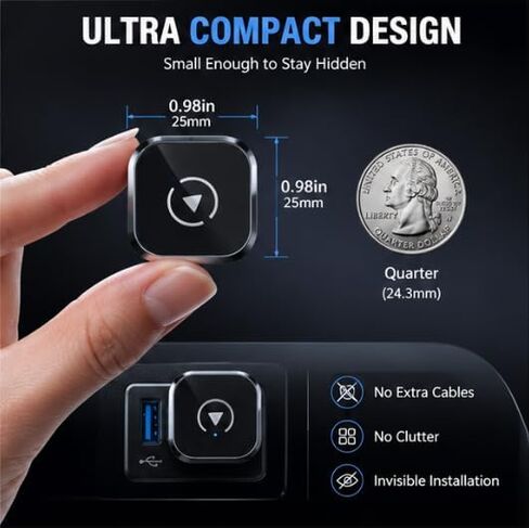 Wireless CarPlay Adapter for Kenworth W990 2021-2023 Heavy Truck- Slim Mini USB Design with Type-C Extension for Stable Zero-Latency Connection in Kuwait