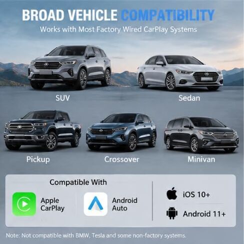 Wireless CarPlay Adapter for Kenworth W990 2021-2023 Heavy Truck- Slim Mini USB Design with Type-C Extension for Stable Zero-Latency Connection in Kuwait
