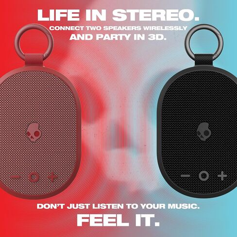 Skullcandy Kilo Wireless Bluetooth Speaker - IPX7 Waterproof Mini Bluetooth Speaker with 24 Hour Battery, Downward Firing Passive Radiator, and True Wireless Pairing - Perfect for Outdoor (Red) in Kuwait