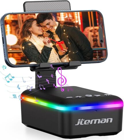 JTEMAN Gifts for Men Women,Cell Phone Stand with Bluetooth Speaker,LED Light,and Lanyard,Cool Tech Gadgets,Unique Birthday Gifts for Men Husband Mom Dad in Kuwait