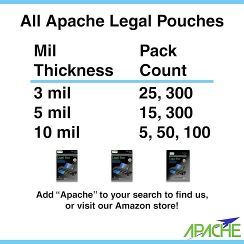 Apache Legal Size Laminating Sheets 8.5" x 14" (9x14.5"), 5 mil, 15 Pack in Kuwait