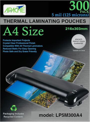Apache A4 Size Laminating Pouches, 5 Mil, 300 Pack, 216 x 303" in Kuwait