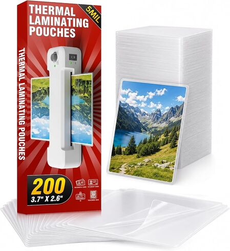 5 mil Laminating Sheets(200 Pack) - 2.6 x 3.7 Inches Business Card Thermal Laminating Pouches for Laminator, Clear, Rounded Corners for Home, Office, and School Supplies in Kuwait