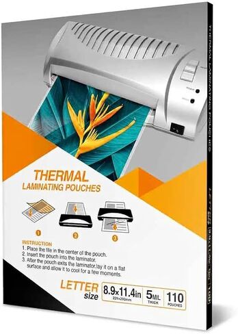 Everest Thermal Laminating Sheets, 8.9 x 11.4 Inches, 5 Mil Thick, 110 Pack, Non-Toxic Material and Adhesive, Letter Size Laminated Pouches for Documents, Clear (TH0500-03) in Kuwait