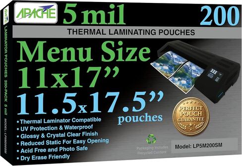 Apache 200 Pack Laminating Sheets, Holds 11 x 17 Inch Sheet in Kuwait