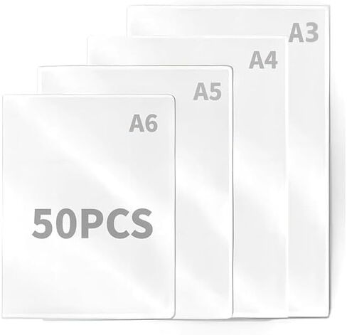 Thermal Laminating Pouches, 50pcs Laminating Sheets (5pcs A3+10pcs A4+ 15pcs A5+ 20pcs A6), 3 Mil Clear Thermal Laminating Pouches for laminator in Kuwait