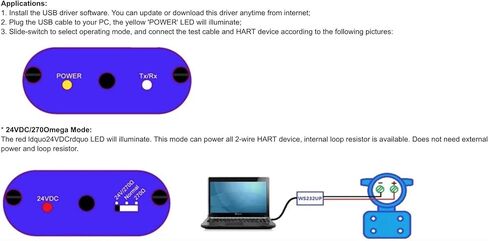 USB Hart Modem WS232UP Hart Protocol Transmitter Hart Communicator 475 375 with 24VDC & Built-in Loop Resistor in Kuwait
