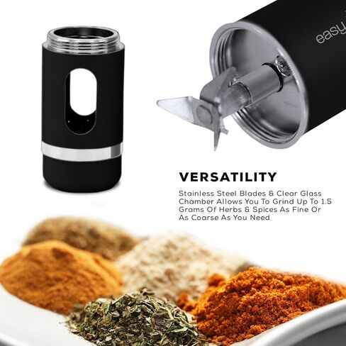 Easy Grinder Clear Glass Black Electric Herb Coffee Grinder Pollen Catcher Stainless Steel Blades in Kuwait