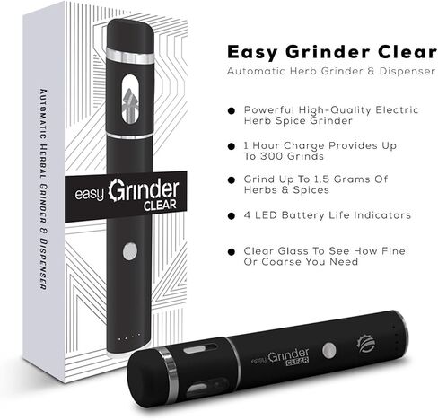 Easy Grinder Clear Glass Black Electric Herb Coffee Grinder Pollen Catcher Stainless Steel Blades in Kuwait