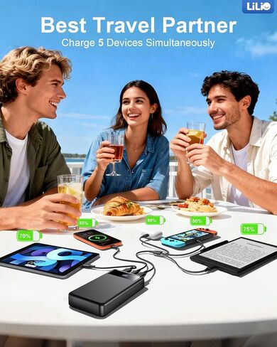 LILIO 60000mAh Portable Charger, 22.5W Fast Charging with 3 in 1 Cable in Kuwait