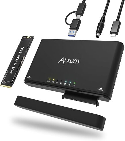 Alxum USB C Hard Drive Reader SATA M.2 NVMe SSD Enclosure with Power Supply in Kuwait