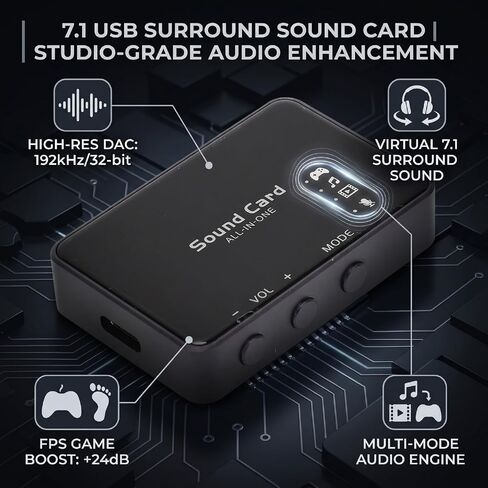 GOWENIC SoundCard, Immersive Multi Mode, DAC Adapter, Virtual 7.1 in Kuwait