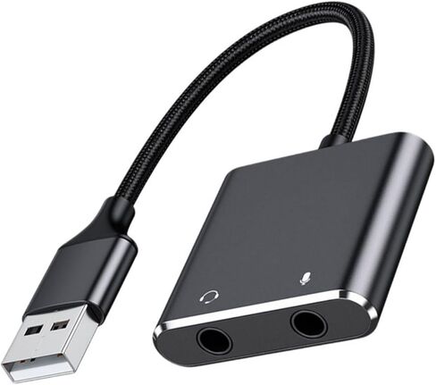 USB Sound Card with 3.5mm Headphone Port USB to 3.5mm Adapter Stereo External Sound Card for Laptop Desktop Headsets Portable in Kuwait