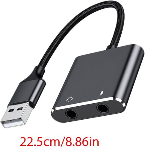 USB Sound Card with 3.5mm Headphone Port USB to 3.5mm Adapter Stereo External Sound Card for Laptop Desktop Headsets Portable in Kuwait