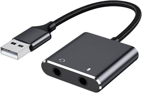 USB Sound Card with 3.5mm Headphone Port USB to 3.5mm Adapter Stereo External Sound Card for Laptop Desktop Headsets Portable in Kuwait