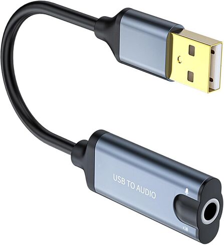 USB Sound Card External Stereo Sound Card with Microphone Port USB to 3.5mm Adapter for Laptop Desktop Headsets in Kuwait