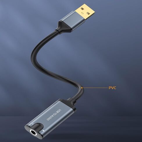 USB Sound Card External Stereo Sound Card with Microphone Port USB to 3.5mm Adapter for Laptop Desktop Headsets in Kuwait