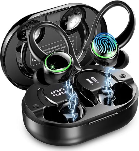 Wireless Earbuds Sports, Bluetooth 5.4 Headphones Hifi Stereo, Fitness Headset for Gym Running Workout, ENC Noise Cancelling Mic, Over Ear Buds with 50H Playback, IP7 Waterproof, Earhooks Design in Kuwait