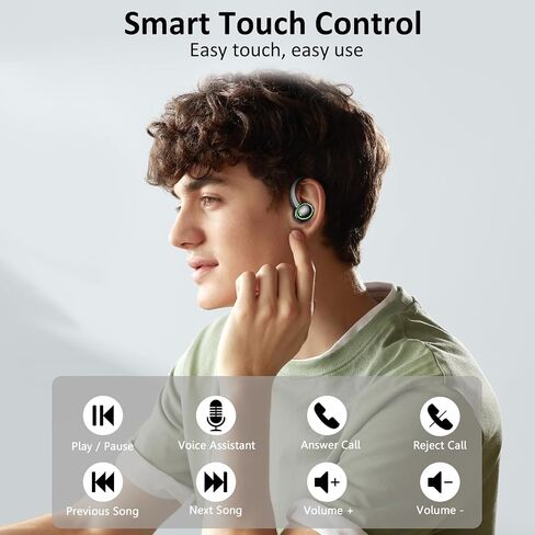 Wireless Earbuds Sports, Bluetooth 5.4 Headphones Hifi Stereo, Fitness Headset for Gym Running Workout, ENC Noise Cancelling Mic, Over Ear Buds with 50H Playback, IP7 Waterproof, Earhooks Design in Kuwait
