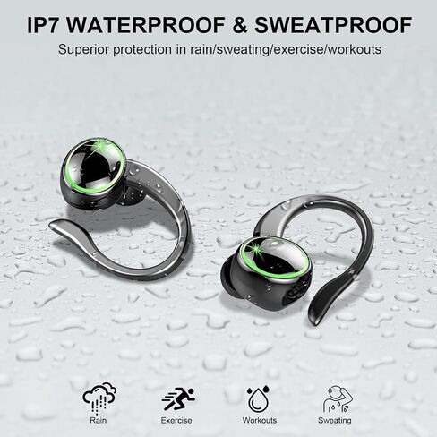 Wireless Earbuds Sports, Bluetooth 5.4 Headphones Hifi Stereo, Fitness Headset for Gym Running Workout, ENC Noise Cancelling Mic, Over Ear Buds with 50H Playback, IP7 Waterproof, Earhooks Design in Kuwait