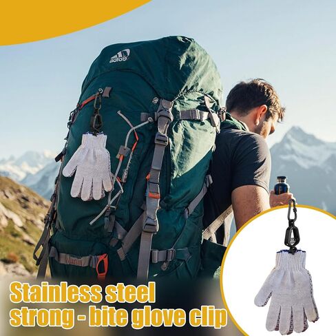 Metal Glove Clip Heavy Duty Glove Holder Clip Stainless Steel Powerful Bite Gloves Clamp with Strap for Firefighter Accessories Work Belt Duty Belt Tactical Backpack in Kuwait