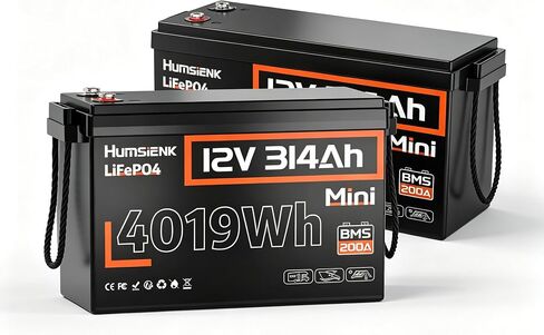 Humsienk 2 Pack 12V 200Ah LiFePO4 Lithium Battery 250A BMS 2560Wh Energy in Kuwait