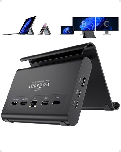 Laptop Docking Station Dual Monitor 4K@60Hz, 3*USB-C/A 10Gbps, Plug & Play in Kuwait