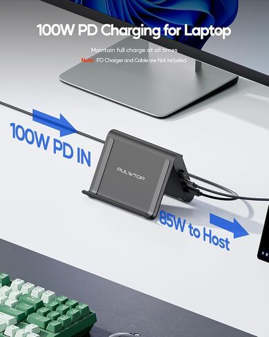 Laptop Docking Station Dual Monitor 4K@60Hz, 3*USB-C/A 10Gbps, Plug & Play in Kuwait